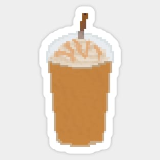 Iced frappe coffee with caramel pixel art Sticker